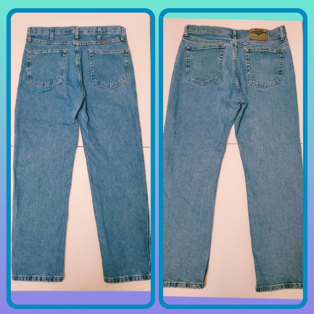 (Selling both)Two Blue Jeans 👖 For Men size 34 x 30 Wrangler and Rustler Brand.